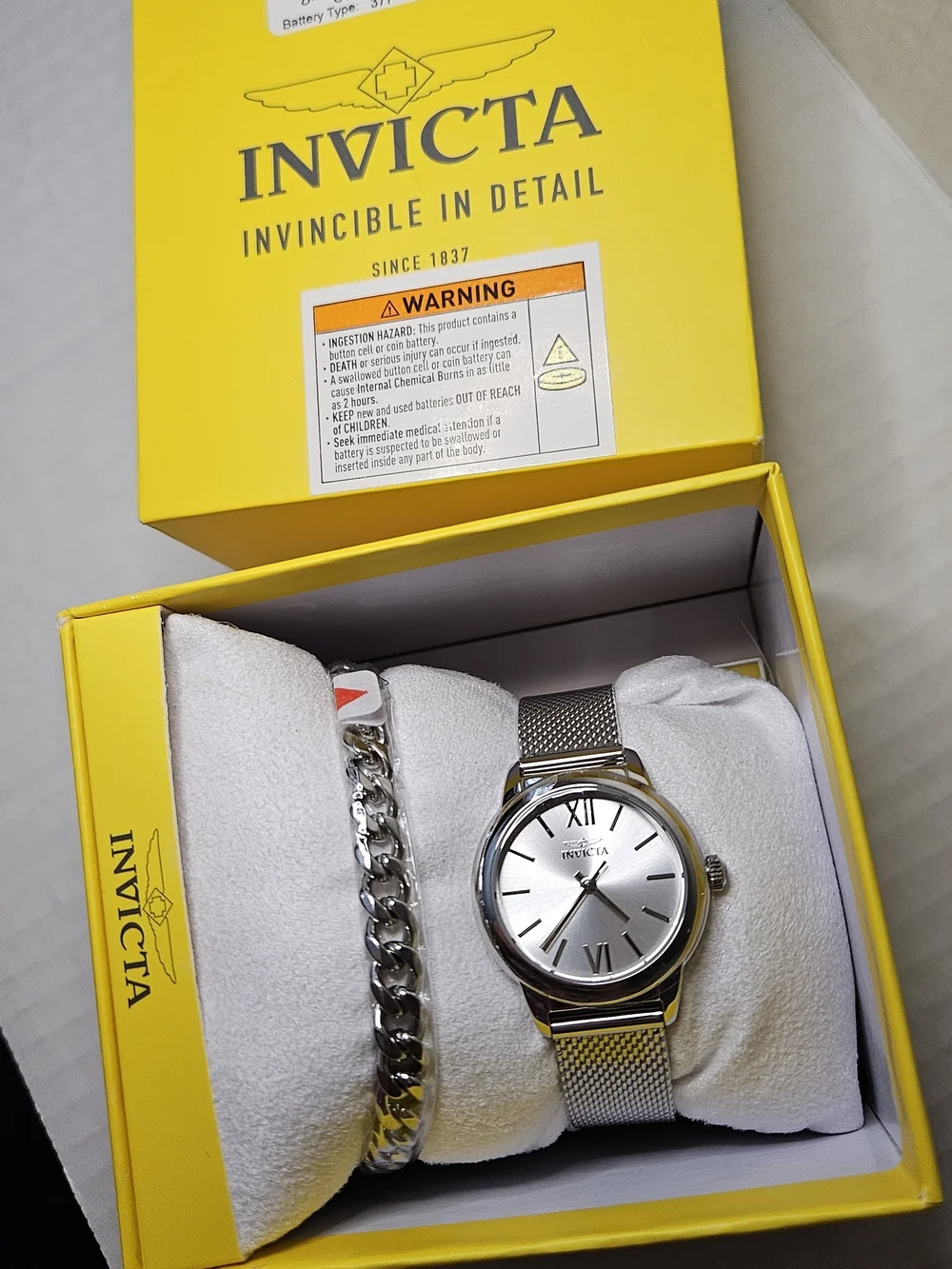 Invicta Women Silver Mesh Bracelet Watch with Matching Silver Bracelet 48249